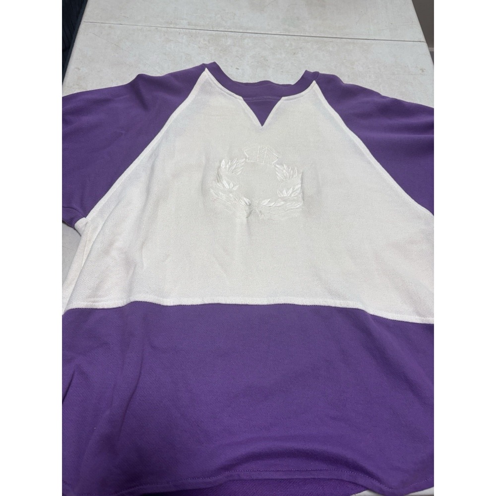 Vintage The Classics By Lauren Brojke Purple White Embroidered T Shirt 20W